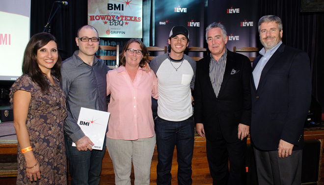 BMI's Silvia Davi, Billboard Magazine's Bill Werde, BMI's Alison Smith, artist Granger Smith, BMI's Richard Conlon and Jim King attend the “Powered By” briefing during SXSW 2013 in Austin, TX.