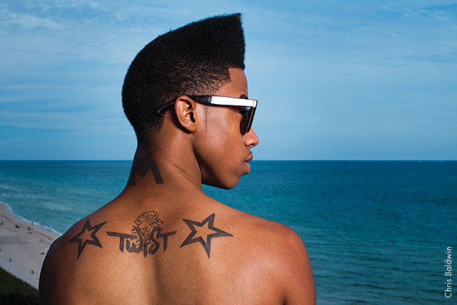 LIL TWIST, 2011 We rented a hotel room in Miami Beach with a great view, and this was taken on the balcony. I was inspired by Lil Twist’s haircut and by his character. I love how the ocean meets the horizon. To this day it’s one of my favorite shots. 