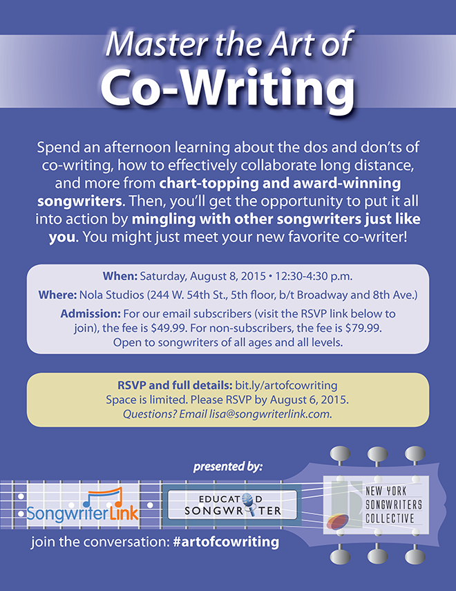 master the art of co-writing workshop poster