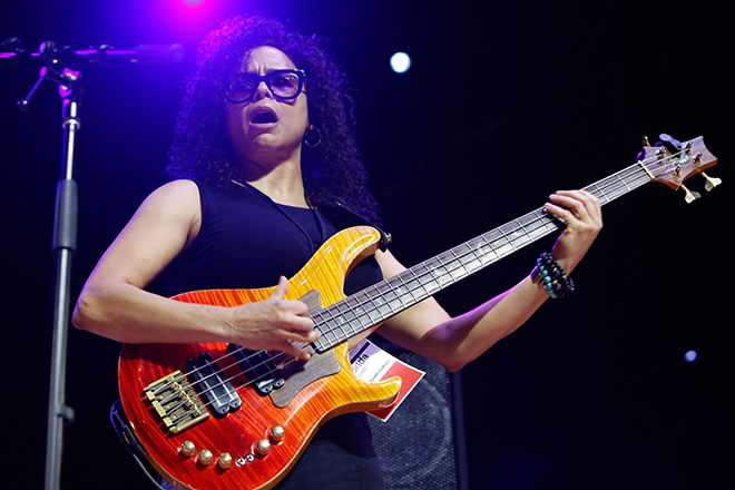 Rhonda Smith performs on her PRS bass during one of dozens of presentations by famous artists.